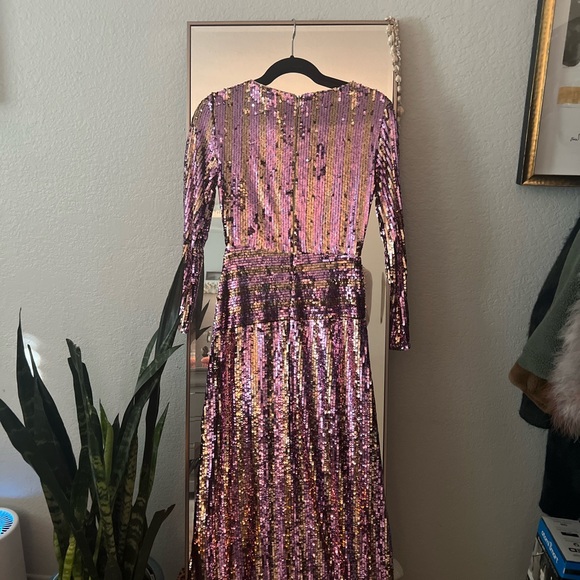 NWT French Connection Fiki midi wrap dress in all over pink sequin size 0 - Picture 10 of 10